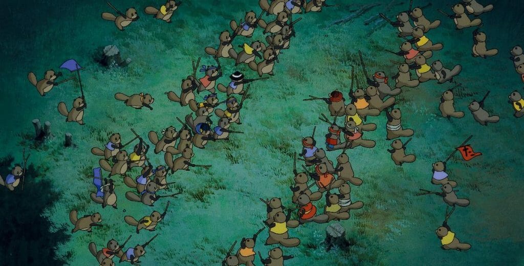 Pom Poko Still that depicts an army of tanuki ready for battle against human interlopers