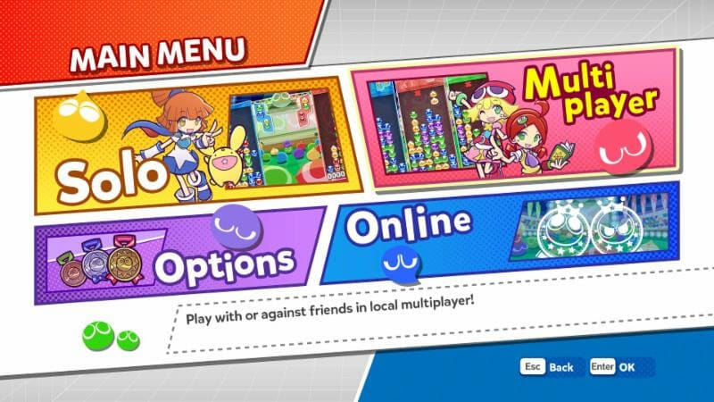 Puyo Puyo Champions Gameplay Screenshot - Main Menu