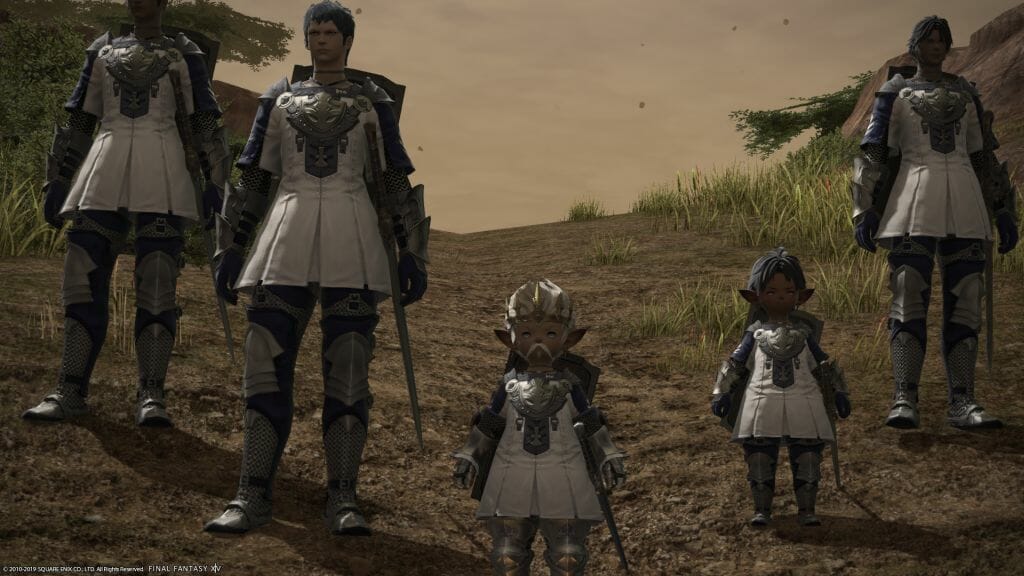 Papashon and the Sultansworn stand, ready for battle in Final Fantasy XIV