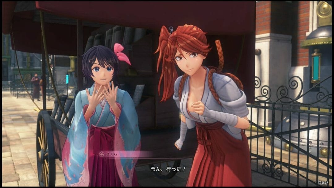 Sakura Wars 2019 Still - Sakura Amamiya and Hatsuho Shinonome grin mischievously at the camera.