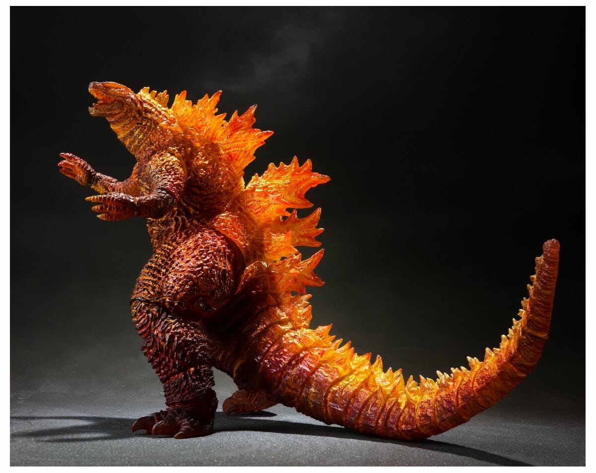 Photo of a figure depicting a burning Godzilla