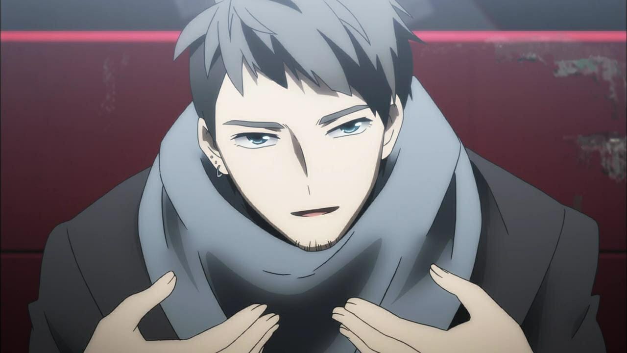Re: Hamatora Anime Still - a man with short hear, wearing a grey scarf