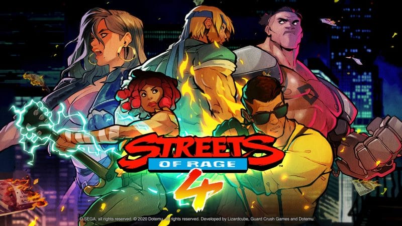Streets of Rage 4 Key Art featuring the series' main cast.