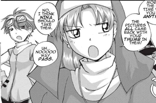 Comic panel of a woman dressed as Rosette from Chrono Crusade.