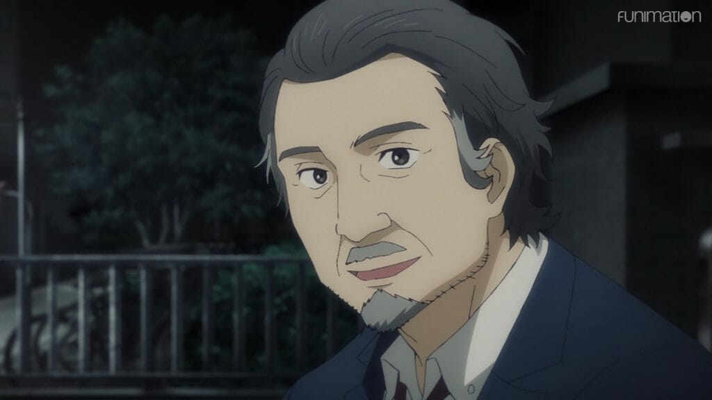 still from Ikebukuro West Gate Park episode 4, depicting an older man with a goatee who smiles at the camera.