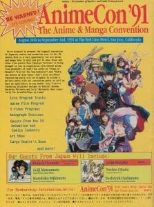 Promotional flyer for AnimeCon '91