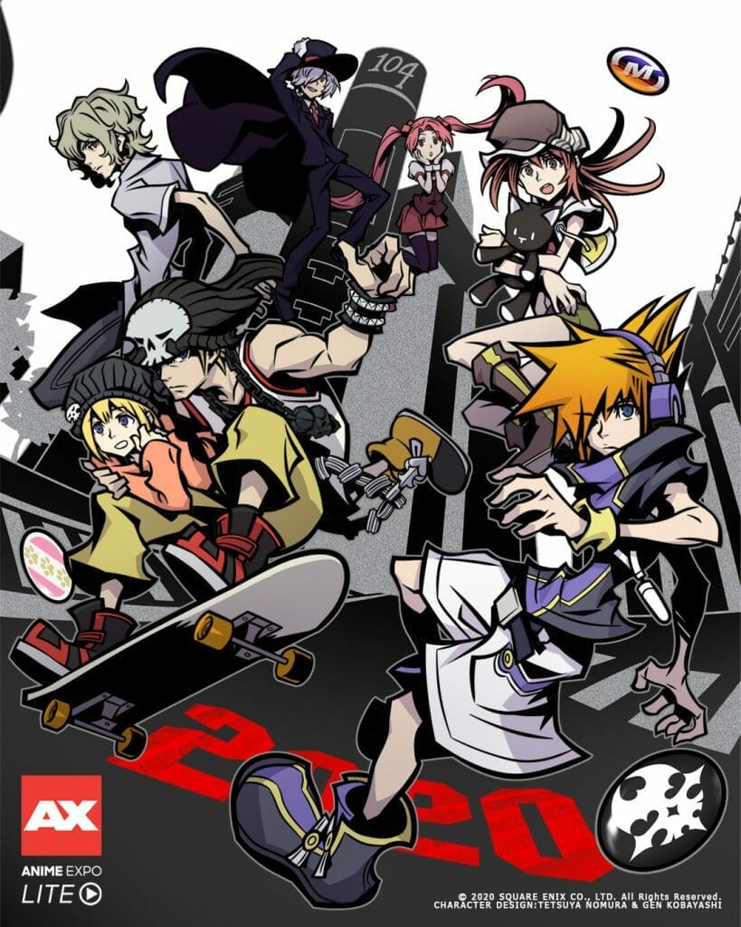 Anime Expo Lite poster featuring the The World Ends With You characters, gathered together striking action poses