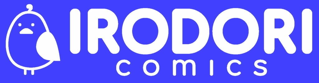 Irodori Comics logo, which features a white bird on a blue background, plus the text "Irodori Comics"