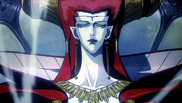 Still from Vampire Hunter D: Bloodlust that portrays a red-haired vampire woman.