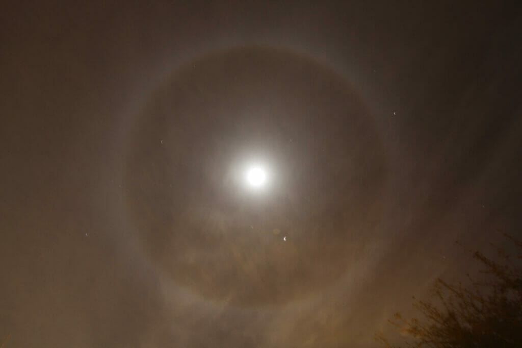 A halo of light in the evening sky