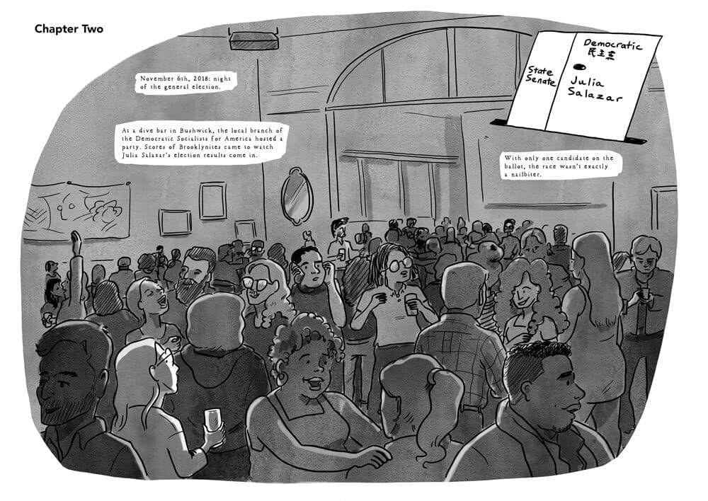 A panel from the graphic novel Radical: My Year With A Socialist Senator