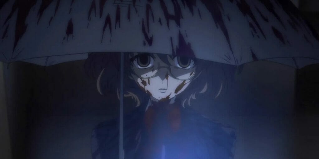 Sakuragi Yukai underneath her bloodstained umbrella