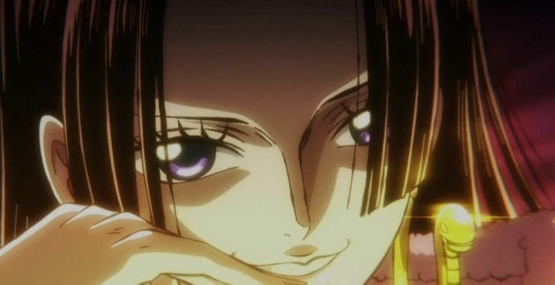 Screenshot from One Piece that depicts a smirking Boa Hancock as she looks into the camera.