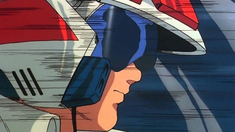 Side profile shot of Rick Hunter from Robotech