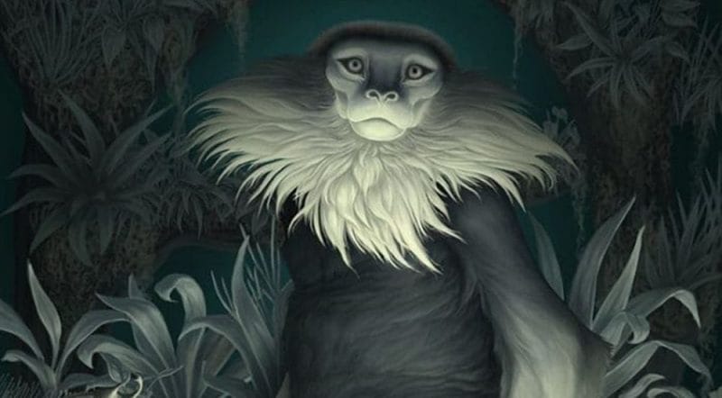 Painting of a furry crypted in the woods.