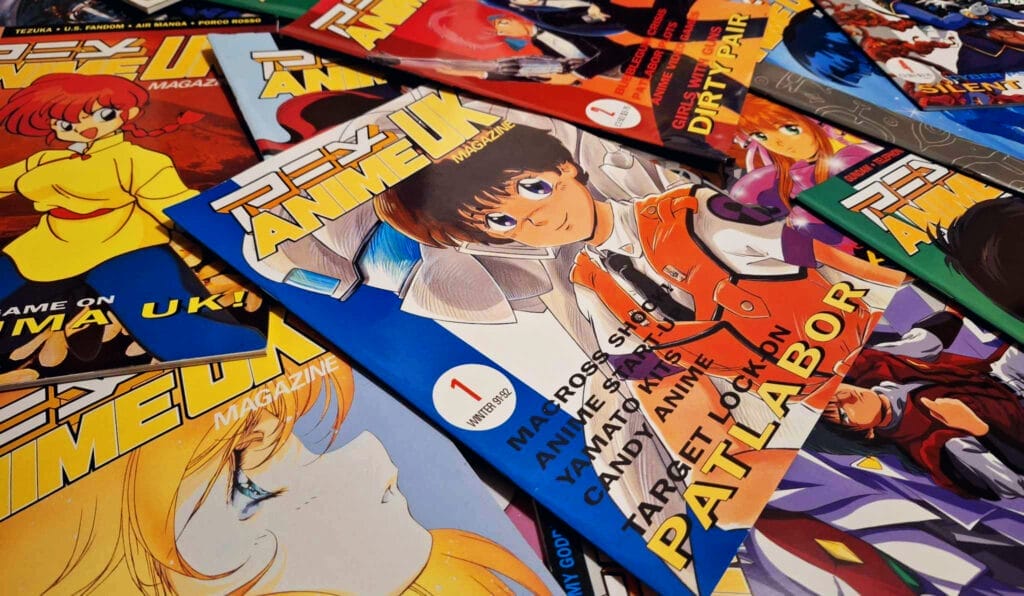 A pile of Anime UK magazines, with Issue #1 on top