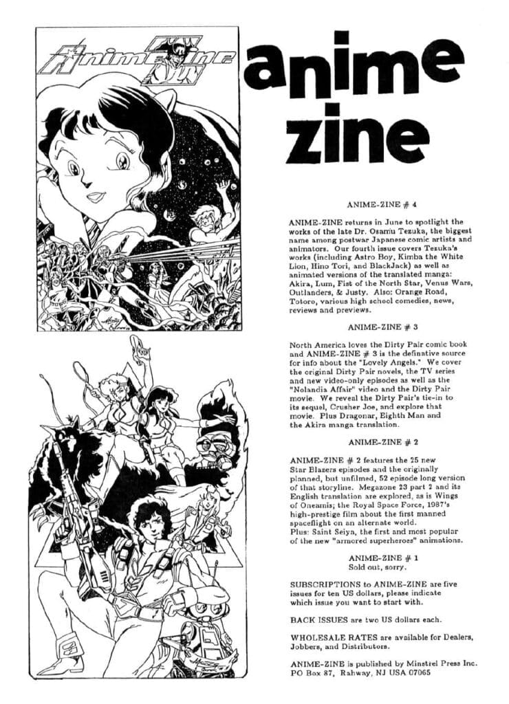 Print advertisement for Anime-Zine magazine.