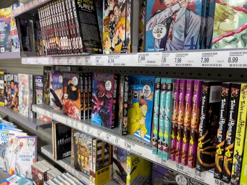 Lynnwood, WA USA - circa February 2023: Selective focus on manga for sale inside a Target retail store.