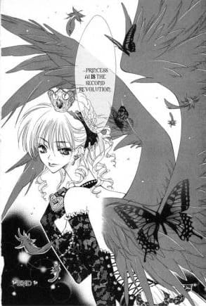 Panel from Princess Ai that depicts Ai, a blonde, winged woman wearing a black dress and a crown. She's saying "Princess Ai IS the second revolution."